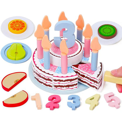 Wooden Cake Toy with Candles - Just4mini