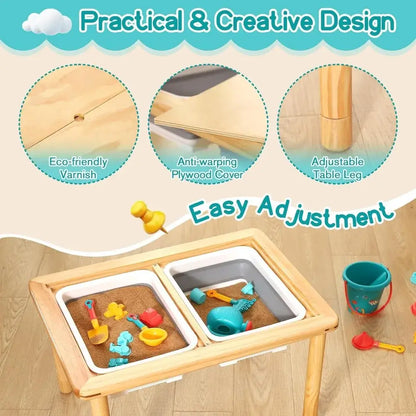 Wooden Sensory Table with 2 Bins - Just4mini