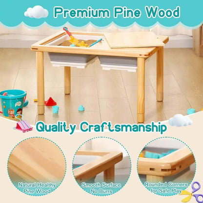 Wooden Sensory Table with 2 Bins - Just4mini